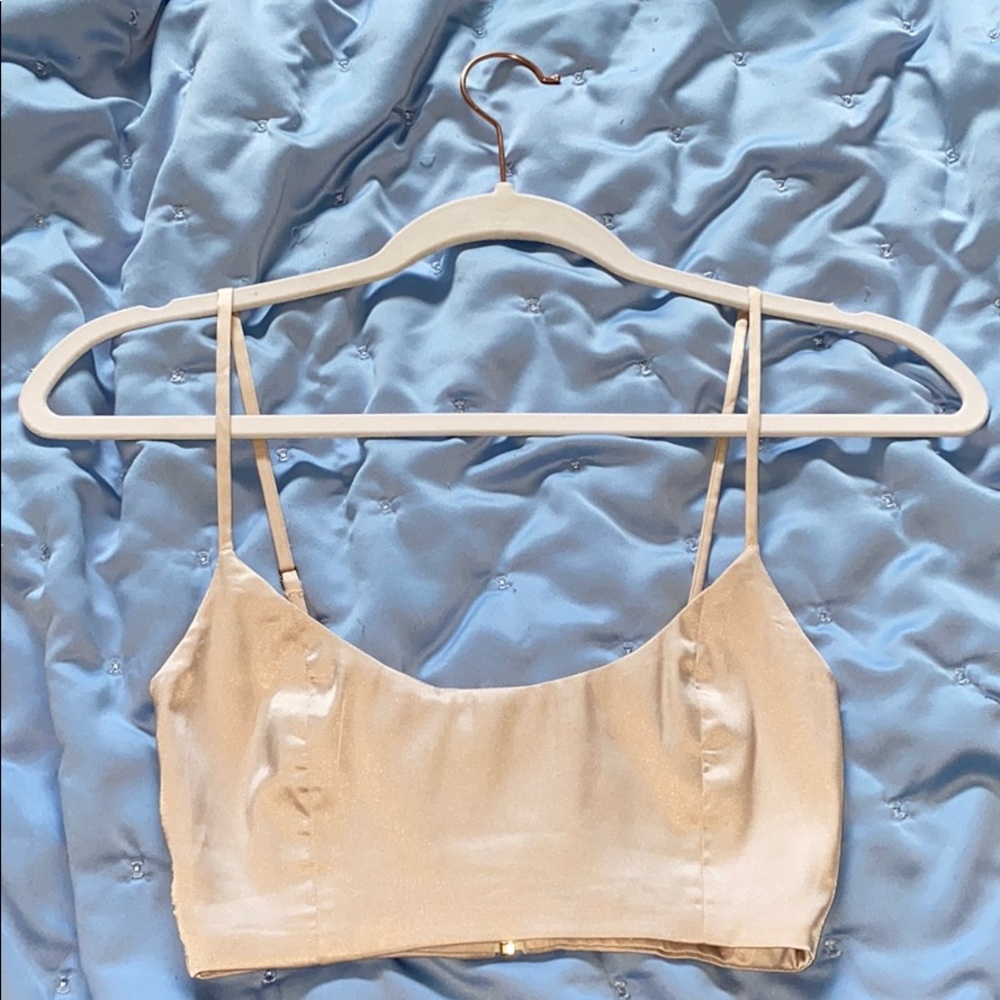 Oh Polly Satin Nude Crop Top